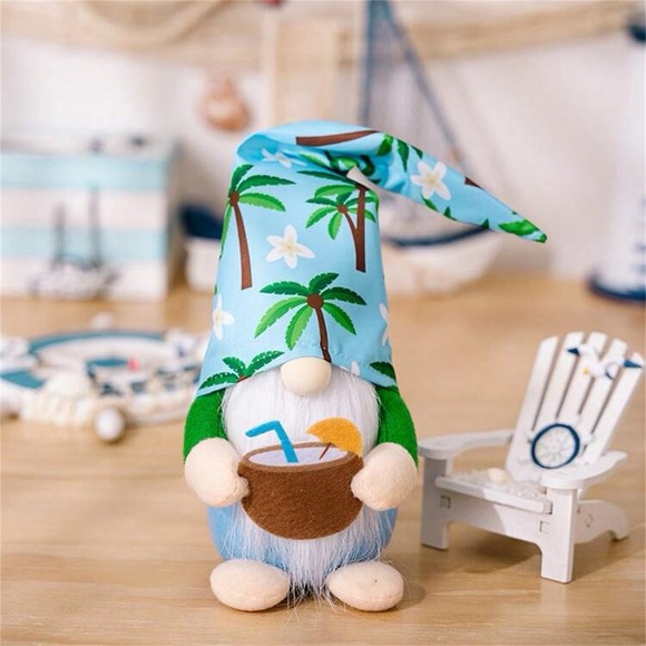 NWT Adorable Summer Beach Party Adjustable Hat Gnome Decoration 🌴🥥 - Picture 2 of 7